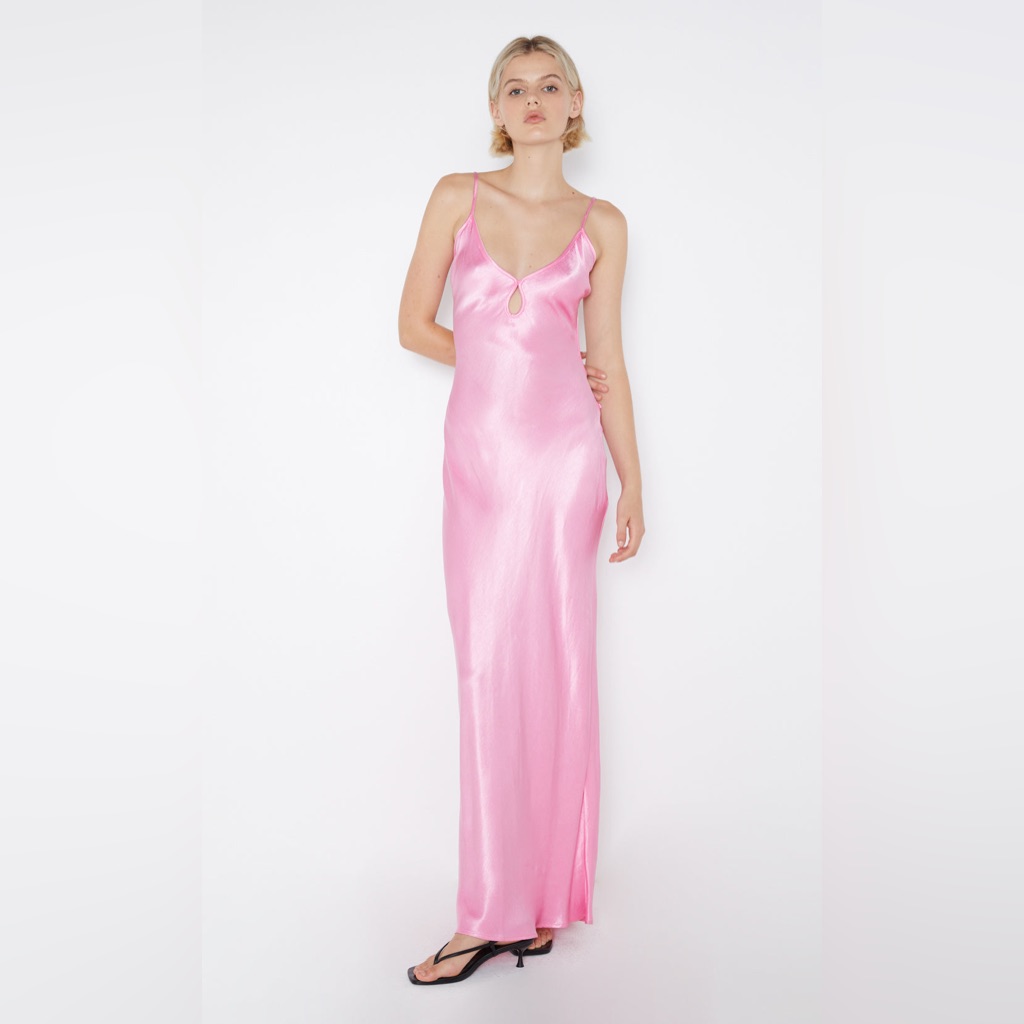 Bec & Bridge Pink Satin Maxi Slip Dress